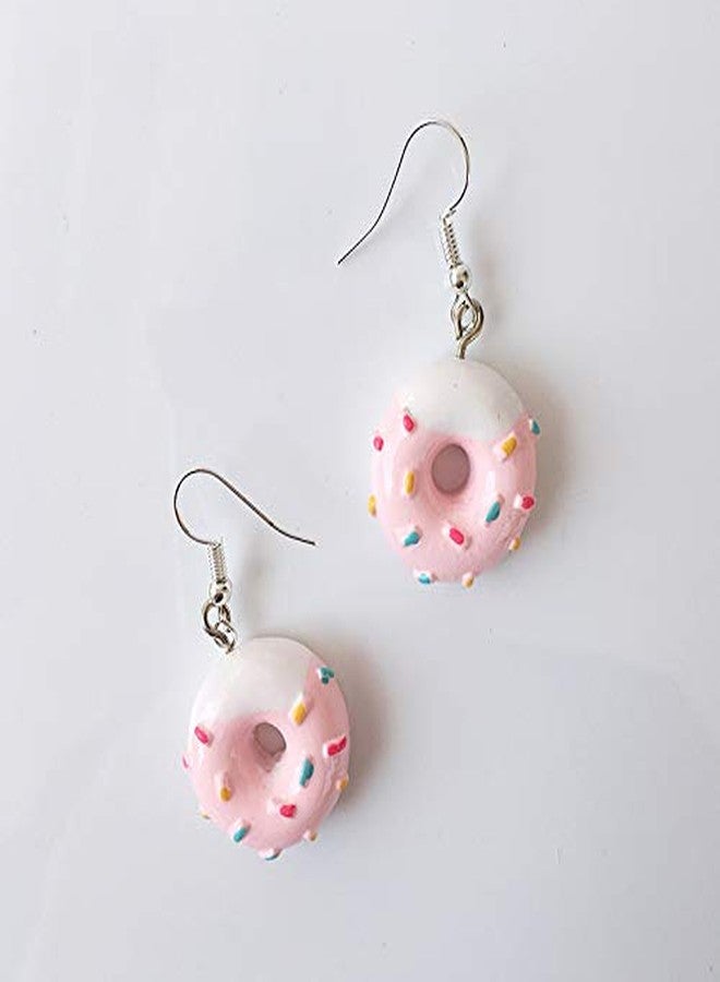 POYAMUSE Donut Dangle Earrings for Women - Fun and Sweet Cake Jewelry, Pink Donut Earrings for Women - Pink - Image 4